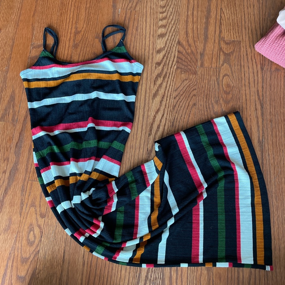 Stripped midi body con dress